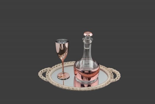 Καράφα ποτήρι σε μεταλλική roz-gold απόχρωση